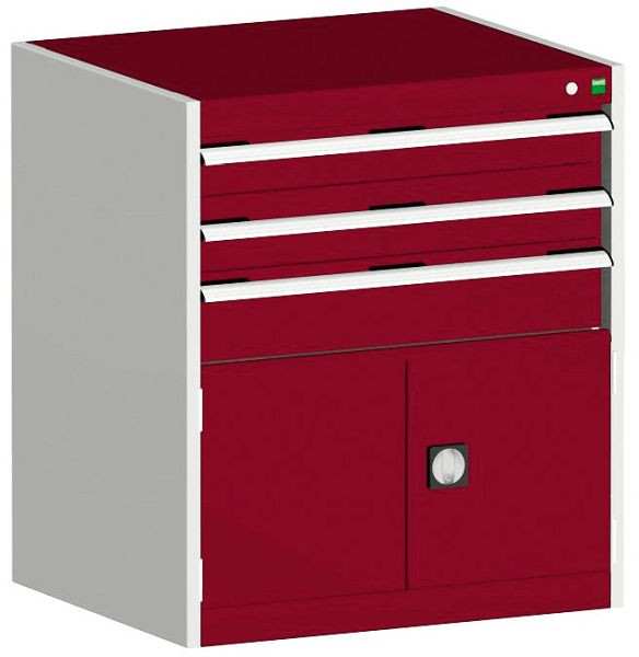 bott cubio Schubladenschrank bestückt mit 3 Schubladen, Tür BxTxH: 800 x 525 x 900 mm, RAL 7035/3004, 40012023.24V