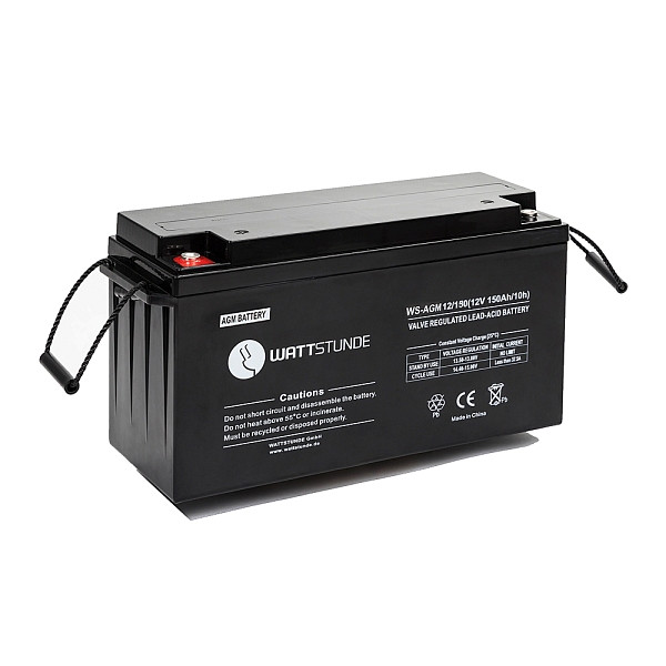 WATTSTUNDE Akku AGM12-150 12V VRLA AGM Batterie 150Ah C10, 501-5150