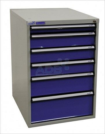 ADB Schubladenbox mit sechs Schubladen, Außenmaße Korpus HxBxT: 800x535x700 mm, Korpus: Lichtblau, 52516