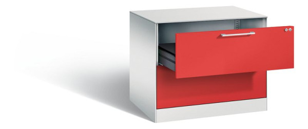 C+P Karteischrank Asisto, H710xB800xT600mm, Farbe: Lichtgrau / feuerrot, Bügelgriff, 146273-222 S10035