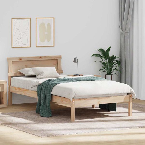 vidaXL Bettgestell mit Kopfteil Braun 80 x 200 cm Massivholz Kiefer, 872839