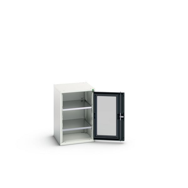bott verso Flügeltürschrank mit Sichtfenster, mit 2 Fachböden, BxTxH: 525 x 550 x 800 mm, Lichtgrau / Anthrazitgrau, 16926074.19