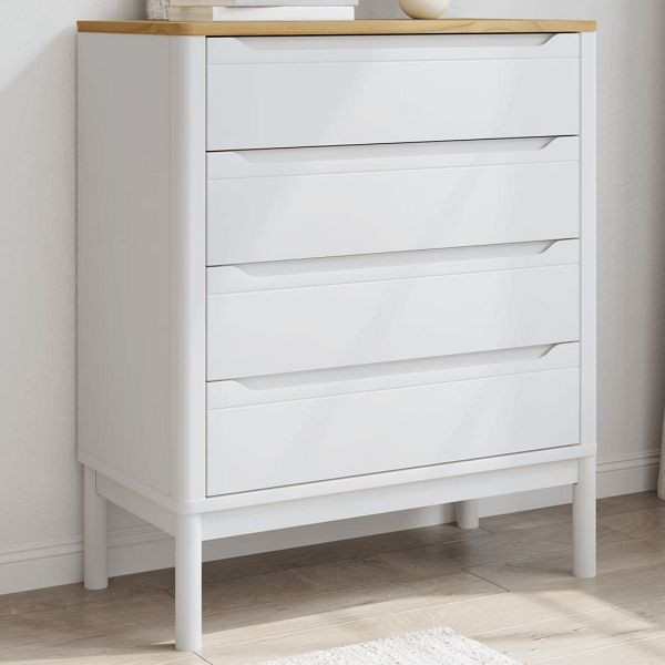 vidaXL Kommode FLORO Weiß Massivholz Kiefer, Material: Massives Kiefernholz, 374009