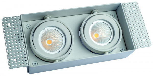 rutec Projekt VANYA Aluminium - Druckguss - Einbaustrahler 50mm Leuchtmittel schwenkbar, quadratisch, IP20, randlos, 2 - Flammig - weiß, PEE721