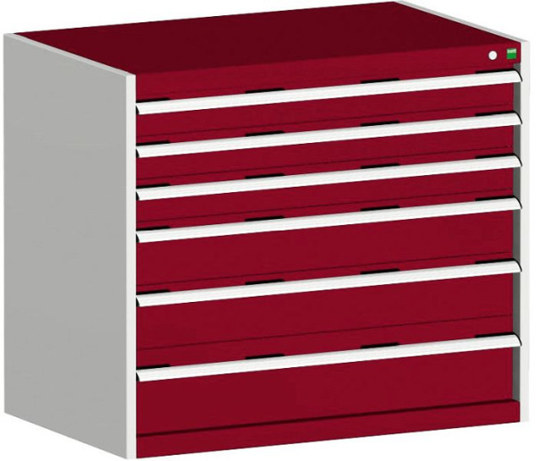 bott cubio Schubladenschrank bestückt mit 6 Schwerlastschubladen BxTxH: 1050 x 650 x 900 mm, RAL 7035/3004, 40021224.24V