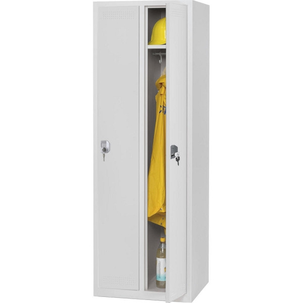 Deskin Garderoben-Stahlspind SP PROFI SYSTEM, 2 Abteile 300 mm, Zylinder, Lichtgrau x lichtgrau, H 1700 x B 590 x T 500 mm, Gewicht 37 kg, 225704