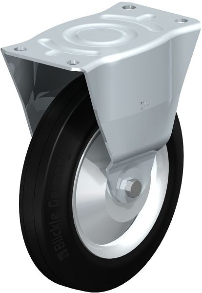 Blickle B-V 252R-FA Stahlblech-Bockrolle, mittelschwere Ausführung, mit Anschraubplatte, Vollgummi, Schwarz, 16600