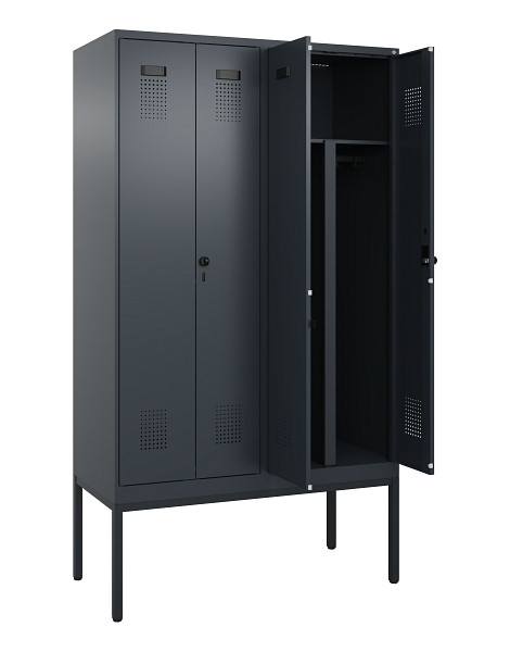 C+P PSA Doppel-Spind Evolo PLUS, Gestell, 4 Abteile, 2120x1200x500mm, 7016/7016, Drehriegel, 0490327-40P S10016