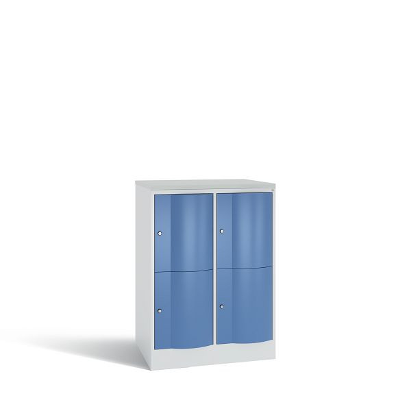 C+P XL-Schließfachschrank, 4 Fächer,H1077B772T640mm,Grau/Fernblau/DBSHellgrau, 8472-273 S10082