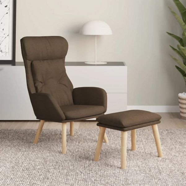 vidaXL Relaxsessel mit Hocker Braun Stoff, 3097753, 8720286900048