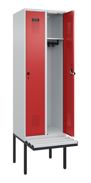 C+P Spind Evolo PLUS, 2 Abteil, 2120x600x815mm, 7035/3000, Drehriegel, Material Sitzfläche Kunststoff, 0490407-20 S10057