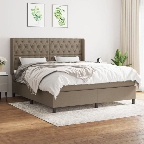 vidaXL Boxspringbett mit Matratze Taupe 160x200 cm Stoff, 3131685