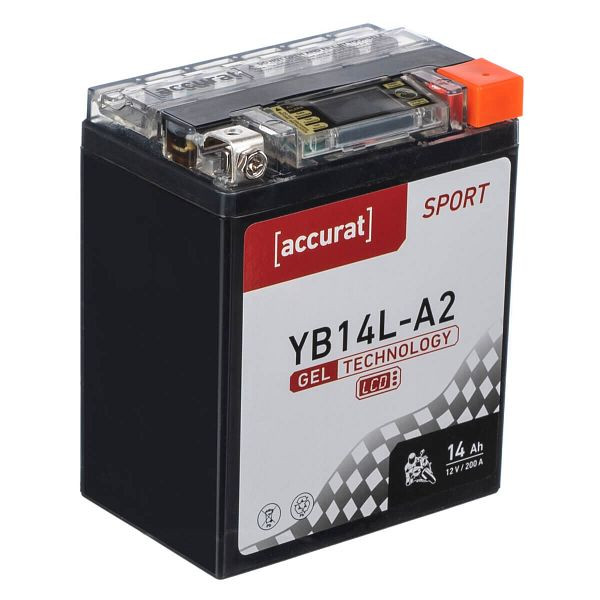 Accurat Sport GEL LCD YB14L-A2 Motorradbatterie 14Ah 12V 200A, MBG-LCD-YB14L-A2