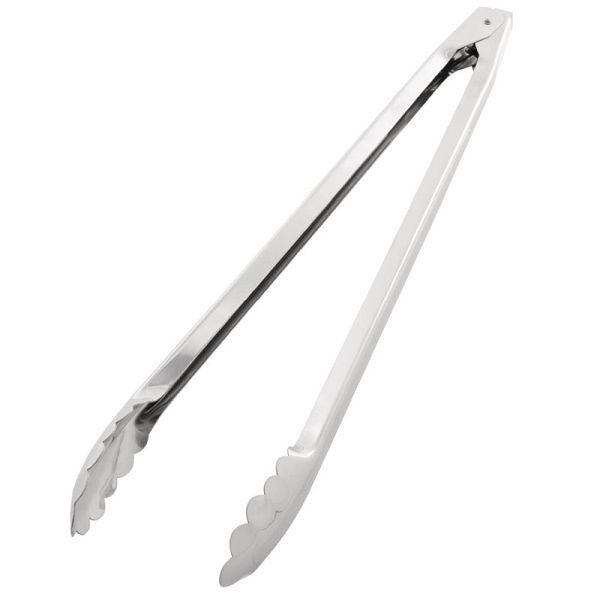 Vogue Servierzange Edelstahl 405mm, federbelastet, bleibt offen für leichteren Gebrauch und Griff, J604