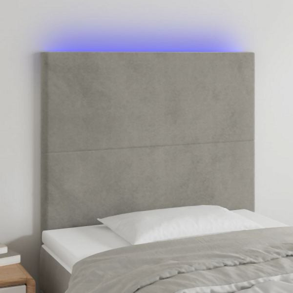 vidaXL LED Kopfteil Hellgrau 100x5x118/128 cm Samt, 3122186