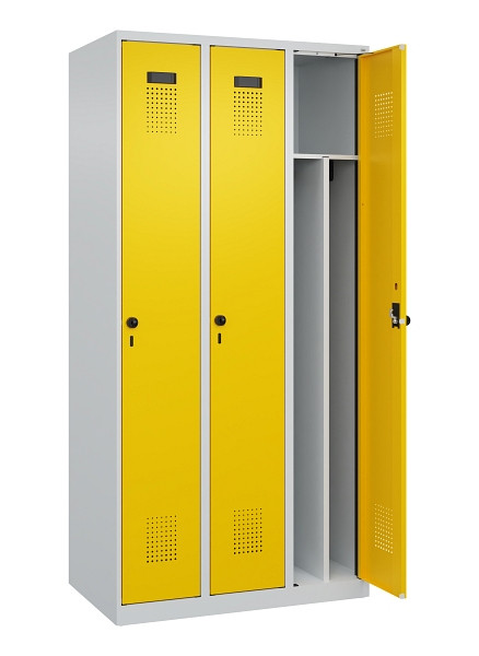 C+P Spind Evolo PLUS, 3 Abteile, 1850x900x500mm, 7035/1023, Verschluss Drehriegel, 049000-30F S10001