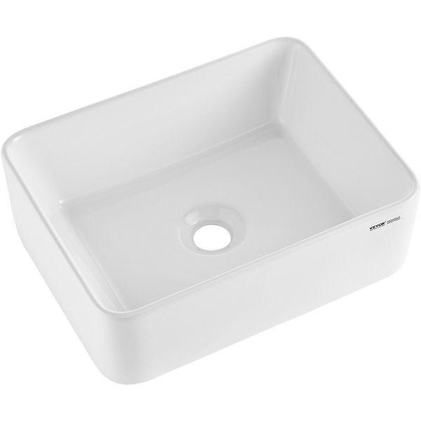 VEVOR Modernes Keramik-Waschbecken Bad Aufsatzwaschbecken Weiß 406x305x133mm, TMSCTCJX4030IV5P5V0