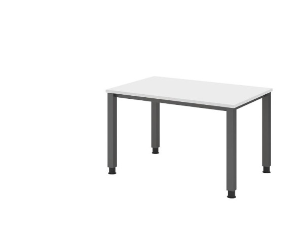 Hammerbacher Schreibtisch QS12, 120 x 80 cm, Platte: Weiß, 25 mm dick, 4-Fuß-Gestell in Graphit (ähnlich RAL 7012), Arbeitshöhe 68-83,5 cm, VQS12/W/G