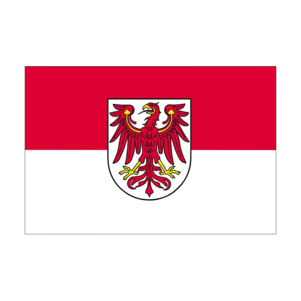 Stein HGS Landesflagge Brandenburg, 200 x 335 cm (Querformat), mit Seil und Schlaufe, FlagTop 110 g/m², für Fahnenmasten ab 8 m, ohne Hohlsaum, 26228