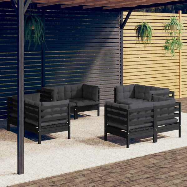 vidaXL 8-teilig Garten-Lounge-Set mit Anthrazit Kissen Kiefernholz, 3096062