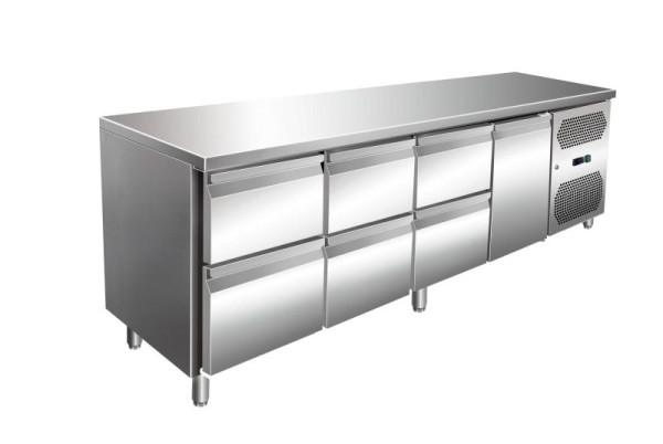 A&S Polarny VIP Kühltisch mit 3x 2 Schubladen und 1 Tür -2 bis +8°C, 2.230x700x860 mm, KT4C6-VIP