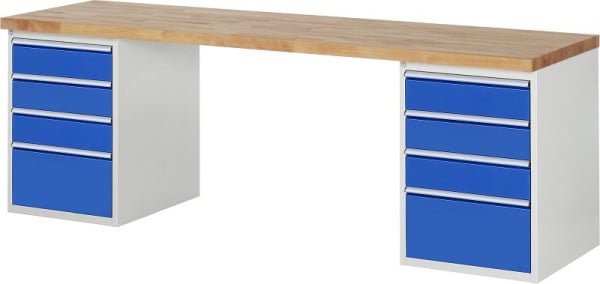 RAU Werkbank Serie 7000 - Baukasten-Bauweise, 8 x Schublade, 2500x840x700 mm, 03-7510A3-257B4S.11