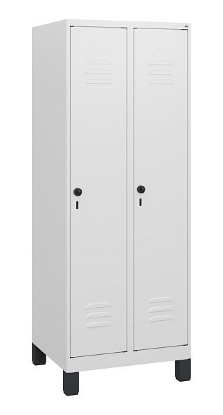 C+P Umkleidespind Classic PLUS, Füße, 2 Abteile, 1630x600x500mm, 9016/9016, Drehriegel, 0800105-20 S10014