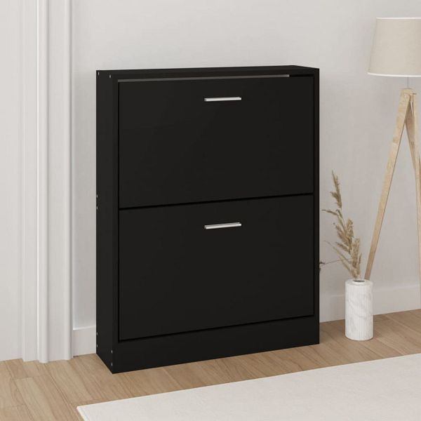 vidaXL Schuhschrank Schwarz 59x17x81 cm Holzwerkstoff, 342536