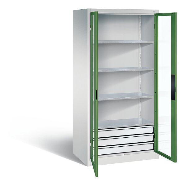 C+P Werkzeugschrank Acurado, H1950xB930xT600mm, Farbe: Lichtgrau / Resedagrün, Muldengriff, 8922-553 S10042