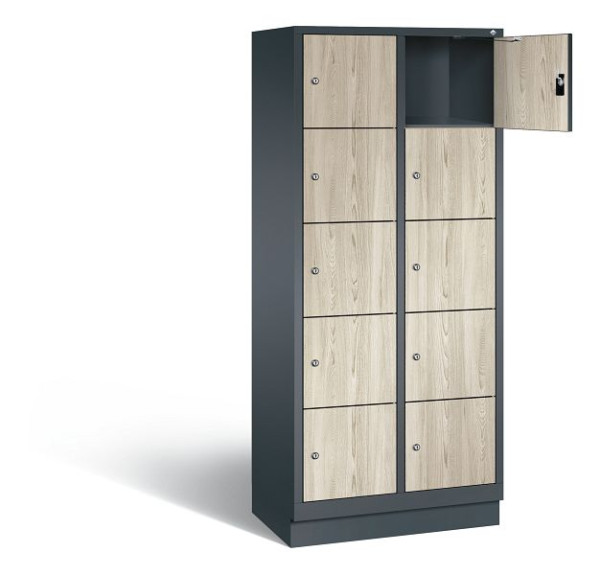 C+P Schließfachschrank Evolo, H1800xB810xT500mm, Farbe: Anthrazitgrau / Dekor Sen-Esche, 48020-225 S10206