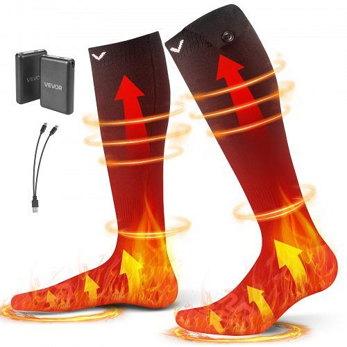 VEVOR Beheizte Unisex Socken, 5000 mAh Akku, 4 Heizstufen, Fußwärmer für Angeln, Camping, Wandern, Skifahren, JRWMHFJMAJ00UUQO3001V9