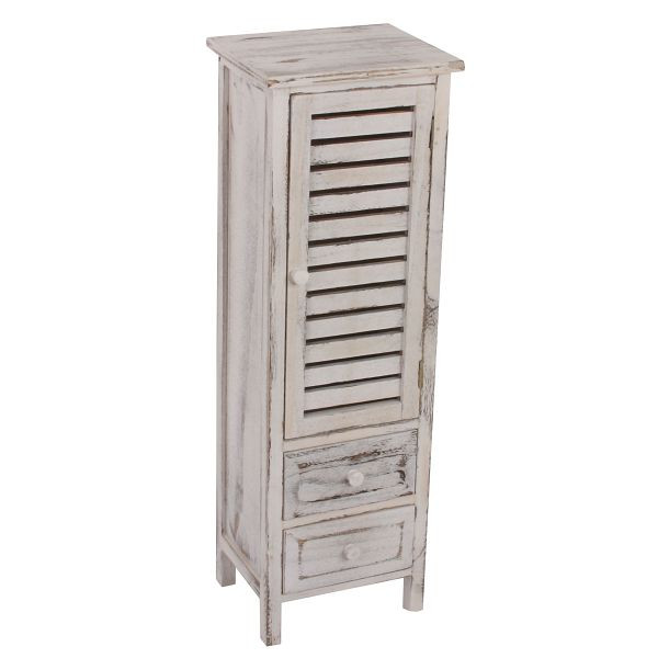 Mendler Kommode Schrank, 90x30x25cm, Shabby-Look, Vintage, weiß, 30428
