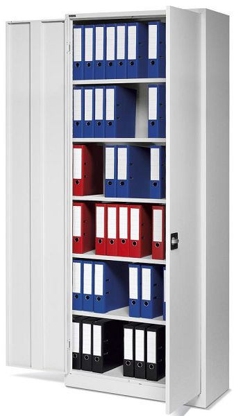Deskin Stahlschrank mit Flügeltüren EXTRA HOCH, Lichtgrau RAL 7035, B 920 x H 2280 x T 420 mm, 280890