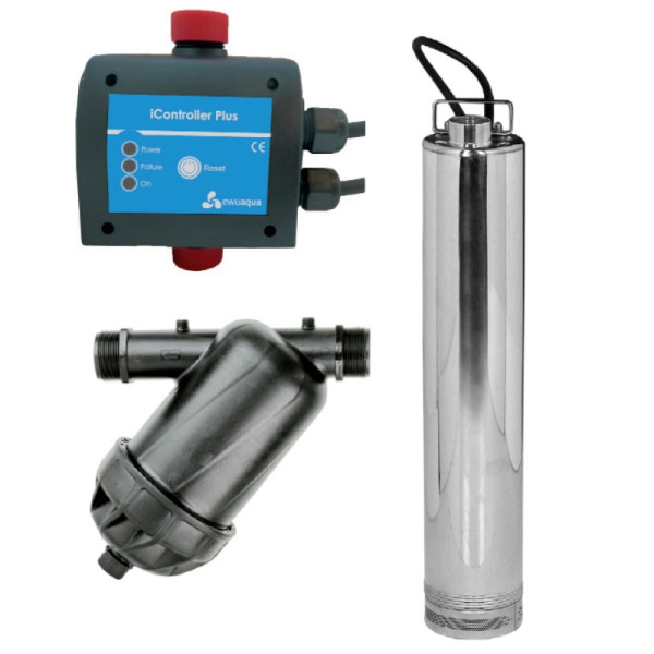 ewuaqua iWater 4" Tauchdruckpumpe Kombipaket TopPress 3-60 plus, 12381