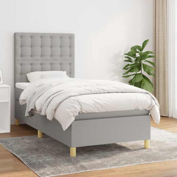 vidaXL Boxspringbett mit Matratze Hellgrau 80x200 cm Stoff, 3142609