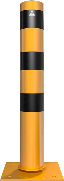 Schake Neigbarer Pfosten Ø152,4x2,9mm, feuerverzinkt und gelb beschichtet mit drei schwarzen Streifen, Gesamtlänge: 1000 mm, 401530NBG