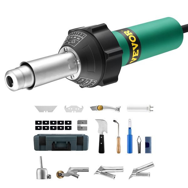 VEVOR Kunststoffschweißgerät, 1600W Heißluftpistole Brenner & 14 Zubehörteile, PVCBRRJTZYGJ5296GV2
