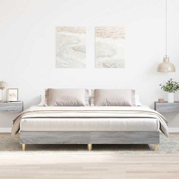 vidaXL Bettgestell ohne Matratze Grau Sonoma 200x200 cm Holzwerkstoff, 3328704