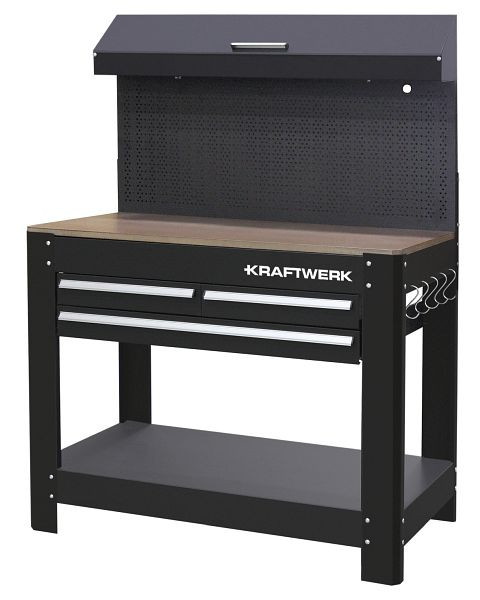 Kraftwerk Werkbank 1145 x 635 mm, mit Schubladen, Lochwand und Oberschrank, 3962
