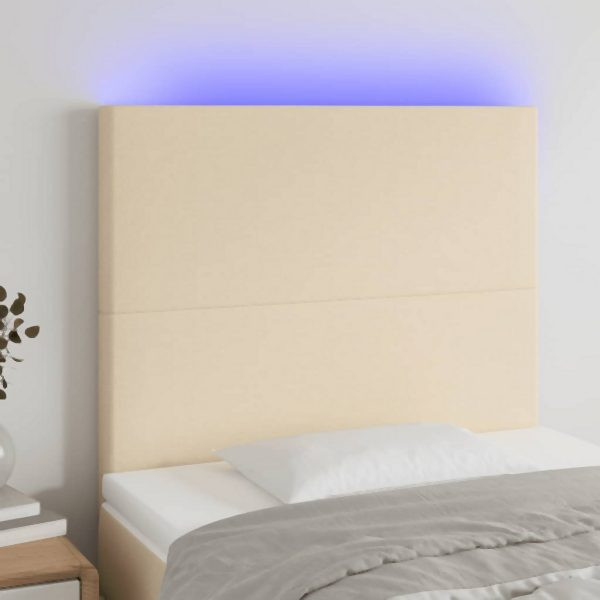vidaXL LED Kopfteil Creme 90x5x118/128 cm Stoff, 3122131