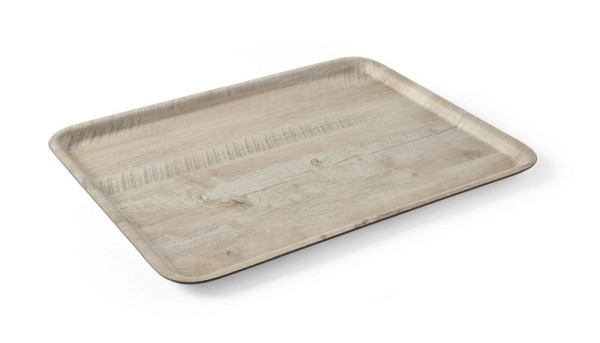 Hendi Serviertablett aus Melamin mit Holzoptik, 370 mm, Holz hell, 508930