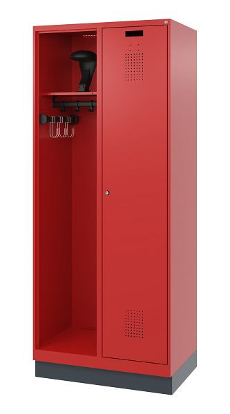 C+P Feuerwehrspind Evolo, Modell KOMBI, 2 Abteile, H1950xB800xT500 mm, Feuerrot, Sockel, 0494015-16 S10011