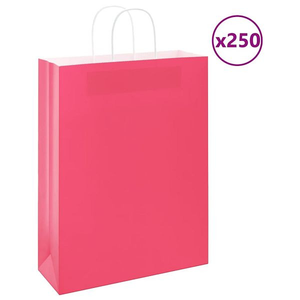 vidaXL Papiertragetaschen 250 Stk. mit Henkeln Rosa 32x12x42 cm, 4101676