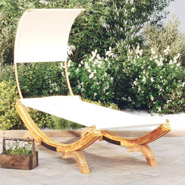 vidaXL Sonnenliege mit Dach 100x200x126 cm Bugholz Massiv Creme, 313945