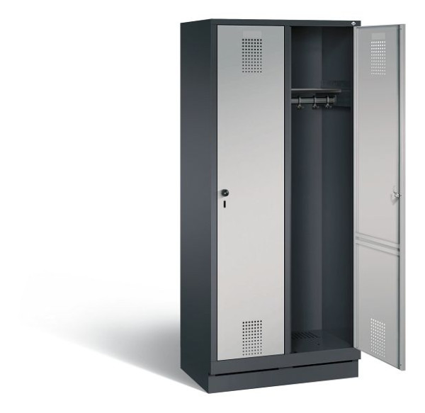 C+P Garderobenschrank Evolo, H1800xB810xT500mm, Farbe: Schwarzgrau / Weißaluminium, 48020-22 S10078