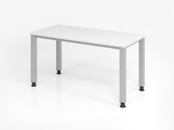 Hammerbacher Schreibtisch QS614, 140 x 67 cm, Platte: Weiß, 25 mm dick, 2 mm ABS-Kante, Rechteckform, VQS614/W/S