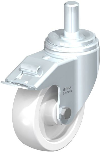 Blickle LHZ-SPO 150G-FI Stahlblech-Lenkrolle, Schwerlast-Ausführung, mit Zapfen & Feststeller, Polyamid, Weiß, 754666
