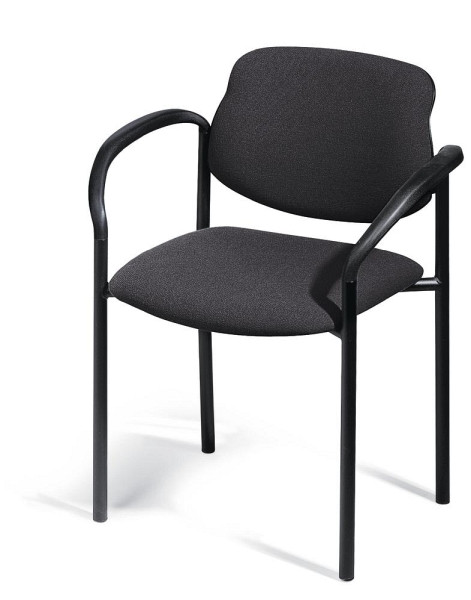 Deskin Besucherstuhl FLORA I mit Armlehnen, Anthrazit-meliert, 590 x 450 x 830 mm, Gestell: Schwarz, feste Armlehnen, 346454
