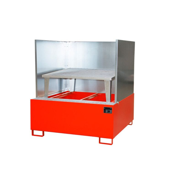 STEIN HGS Auffangwanne AWA/SW, mit Abfüllaufsatz und Spritzschutzwand, RAL 3000 feuerrot, Höhe 1630 mm, lackiert, 1 IBC 1000 Liter, 79191.0008