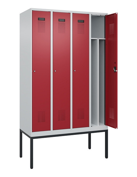 C+P Spind Evolo PLUS, Gestell, 4 Abteile, 2120x1200x500mm, 7035/3003, Verschluss Zylinderschloss, 0490307-40F S10031